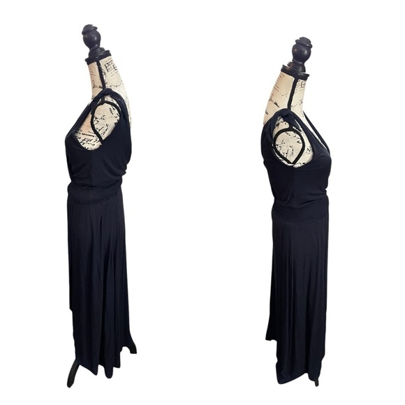 Lulus Maxi wrap Dress Surplice Neckline Navy Blue Size Small Formal Tie Straps - Picture 3 of 9